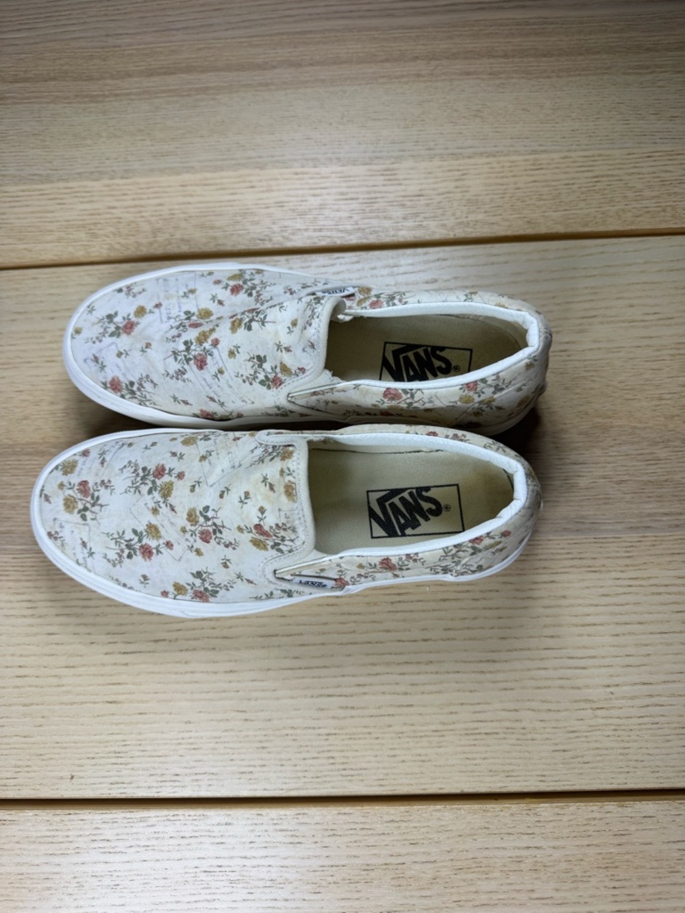 Vans Slip-On Floral Canvas Sneakers - Cream with Pink & Green
